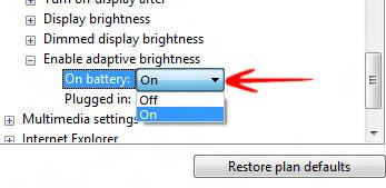 adaptive brightness settings