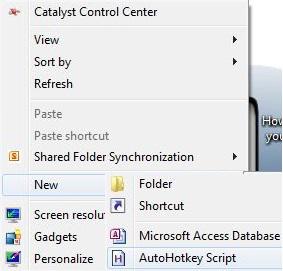 Create New AutoHotKey Script