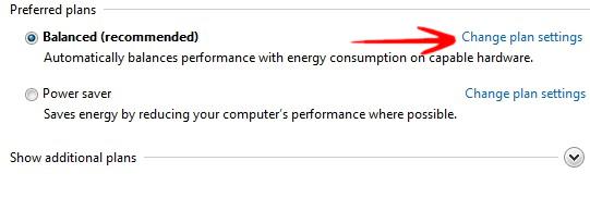 Change Current Power settings