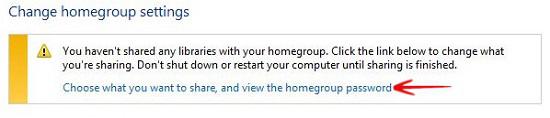  Choose what you want to share, and view the home group password 