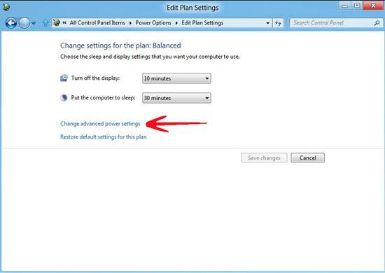 Click on Change Advanced Power Settings