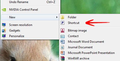 Create new Shortcut