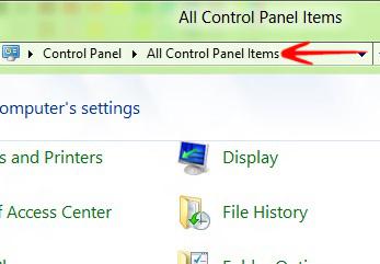 All Control panel items