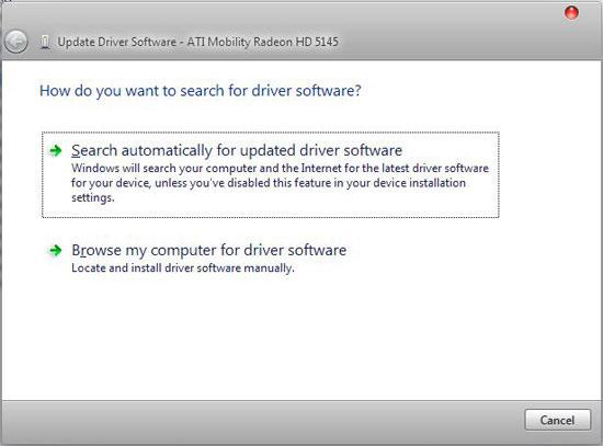 Update Driver Software Window