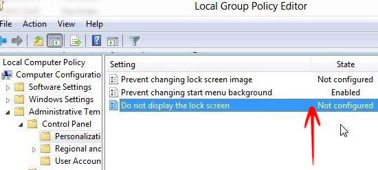 Do Not Display Lock Screen is Not Configured