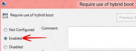 Enabled hybrid Boot