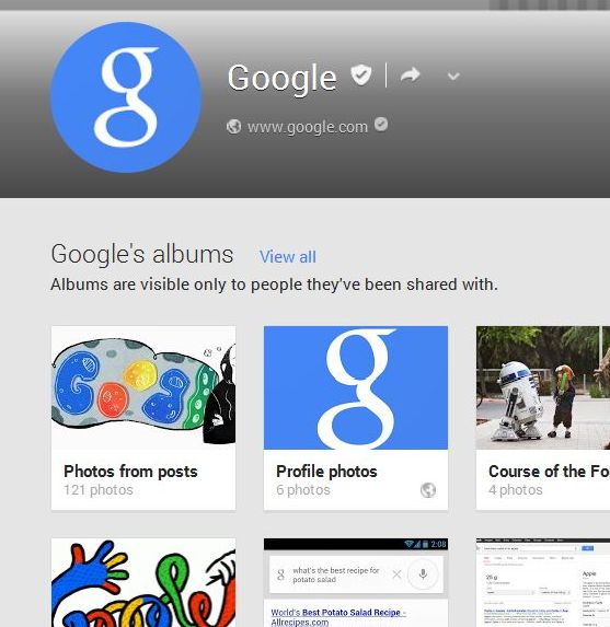 Google+ Photos Homepage