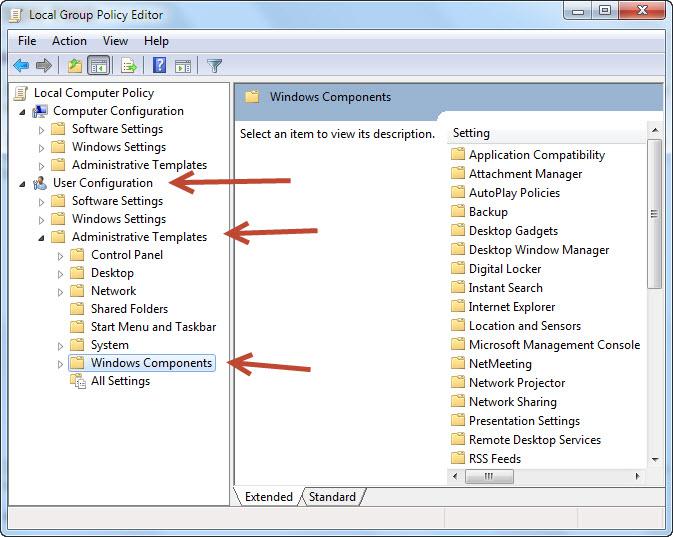 Expand Local Group Policy Editor settings