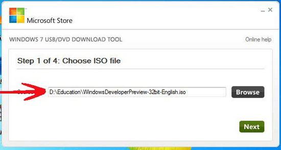 Click Browse Button to Locate Windows 8 Installation ISO Image