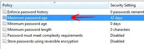 Maximum password Age