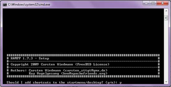 XAMPP Installation Console