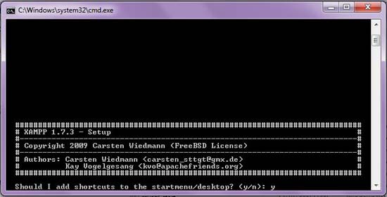 XAMPP Installation Console