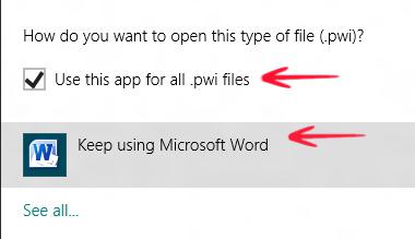 Open the PWI file using Microsoft Word