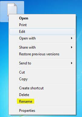 Click on Rename from Menu