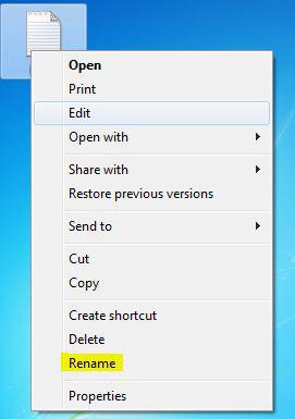 Click on Rename from Menu