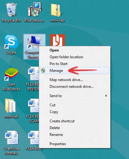 Right click computer and select Manage
