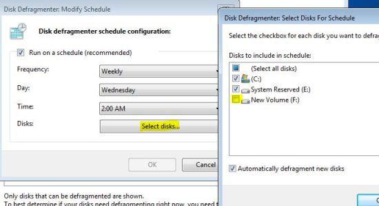 Select the Disks which should be Defragmented