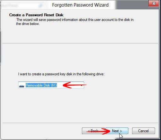 select Password Reset device
