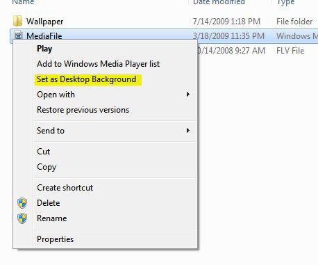 Set .WMV file as Desktop Background