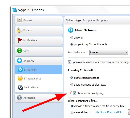 Skype Turn Off Typing