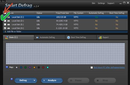 Smart defrag interface