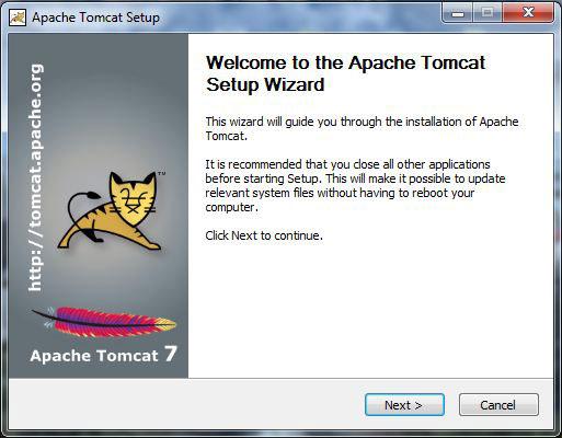 Installation Wizard of Apache Tomcat