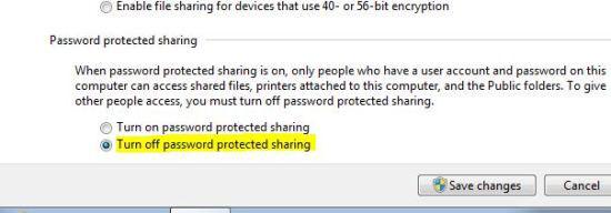 Select Turn Off Password Protection Sharing