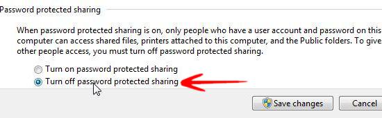 Turn off Password protected sharing