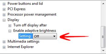 Turn Off Adaptive display