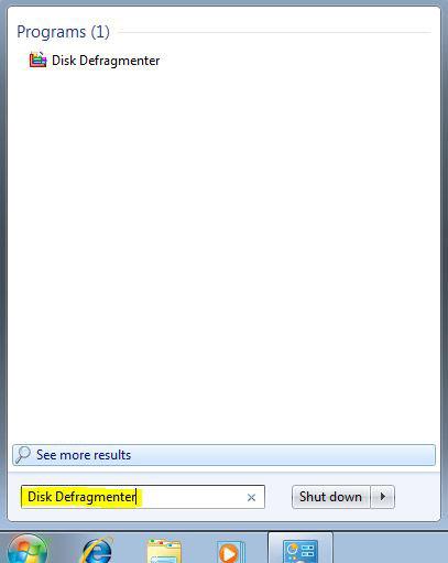 Type Disk Defragmenter in Searchbox