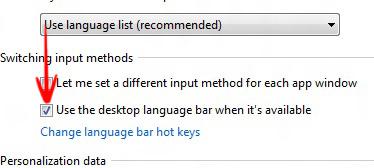Use Desktop Language Bar