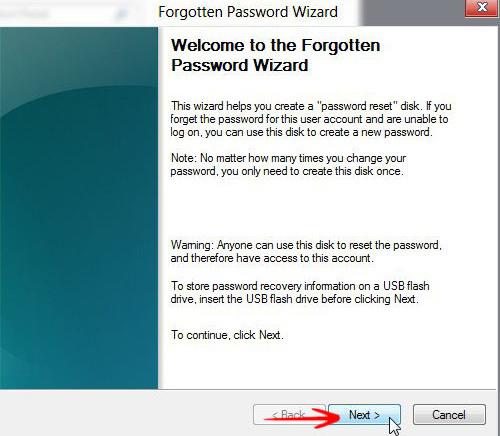 Click next to Password Reset