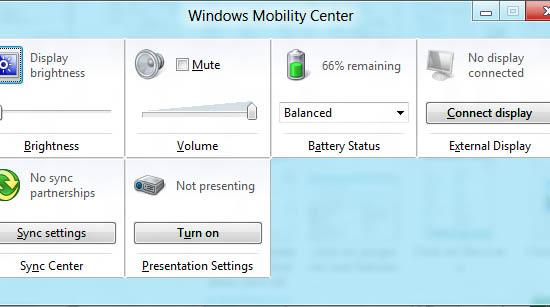 Windows Mobility Center