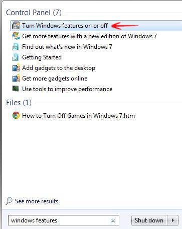 windows features