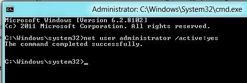 Activate administrator account in Windows 8