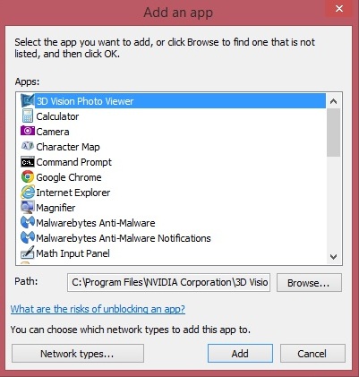 add an app windows8 firewall