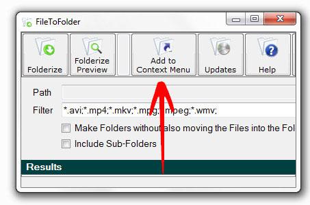 Add file to folder to context menu