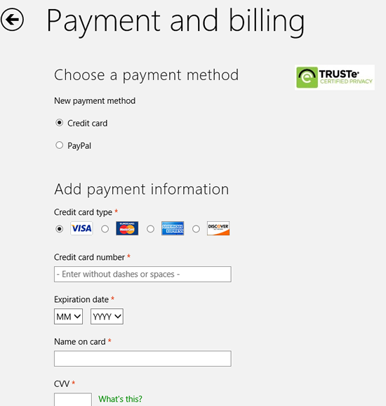 Add payment method