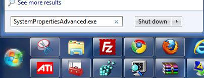 Advanced System Properties Shortcut