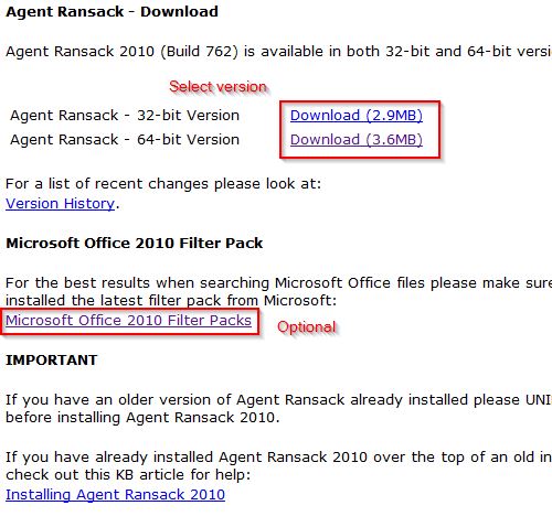 Download and install Agent Ransack