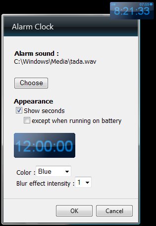 Alarm Clock Gadget Options