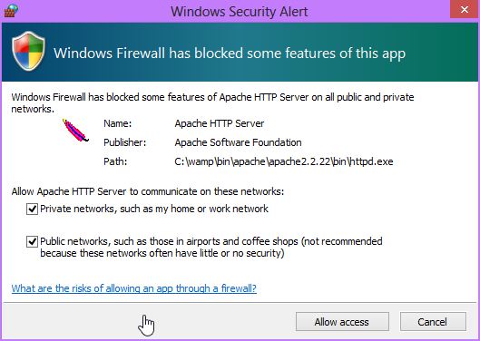 Allow firewall access for WAMPServer