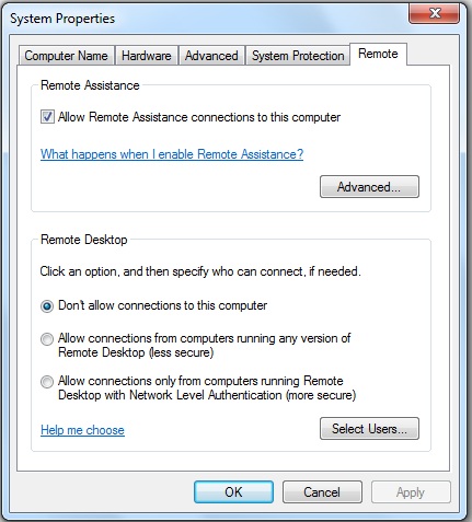 allow remote desktop connections