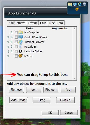 App Launcher Drag and Drop