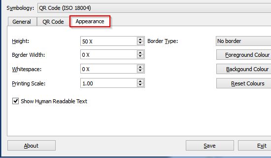 Appearance options for QR codes in Zint