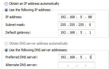 assing IP address manually instead of DHCP