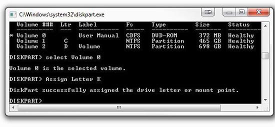 Assign letter to hard drive