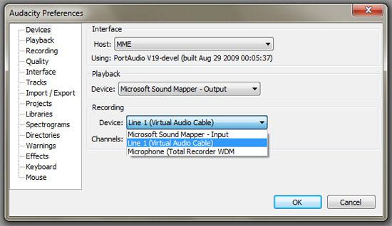 Audacity: Record what you hear in Windows 7