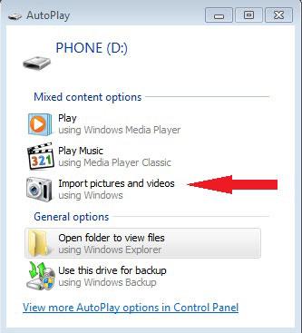 In the AutoPlay dialog box, click on Import Settings