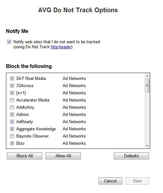 Avg Do Not Track Options